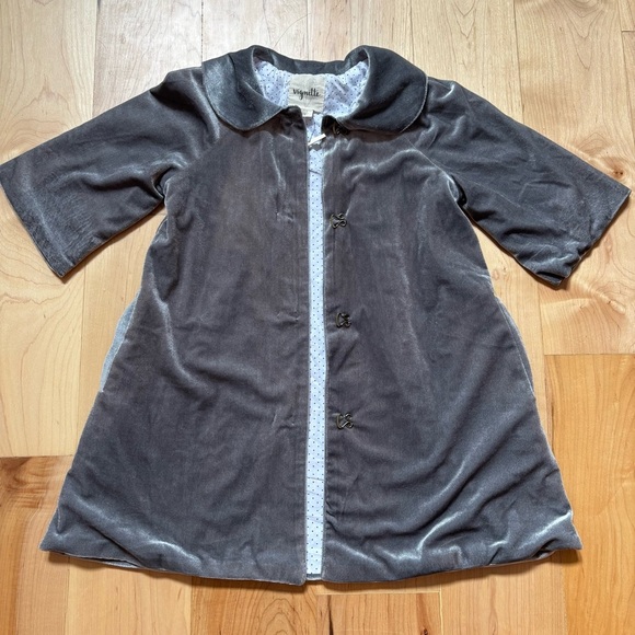 NEW Vignette Jane Girls Silver Gray Velvet Coat with Peter Pan Collar - Picture 3 of 9